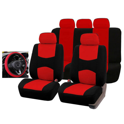 Car Seat Cover 5 Seater Front Rear Cushion Mat Polyester Steering Wheel Cover dealonline.co.nz