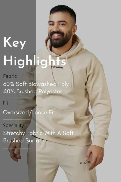 Unisex Signature Oversized Hoodies Beige