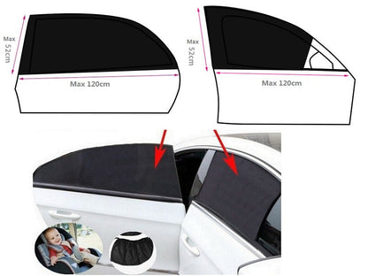 4pcs/set Car Front & Rear Side Window Sun Shade Cover Visor Mesh Shield Sunshade dealonline.co.nz