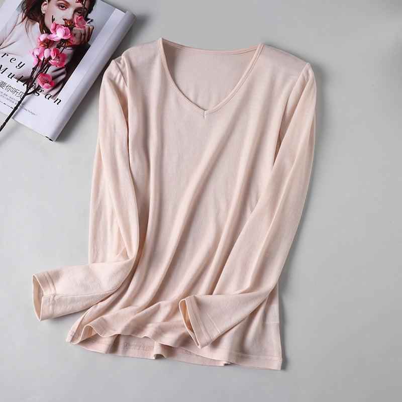 Women's V-Neck Merino Wool Thermal Base Layer - Slim Fit Long Sleeve | Winter Layering
