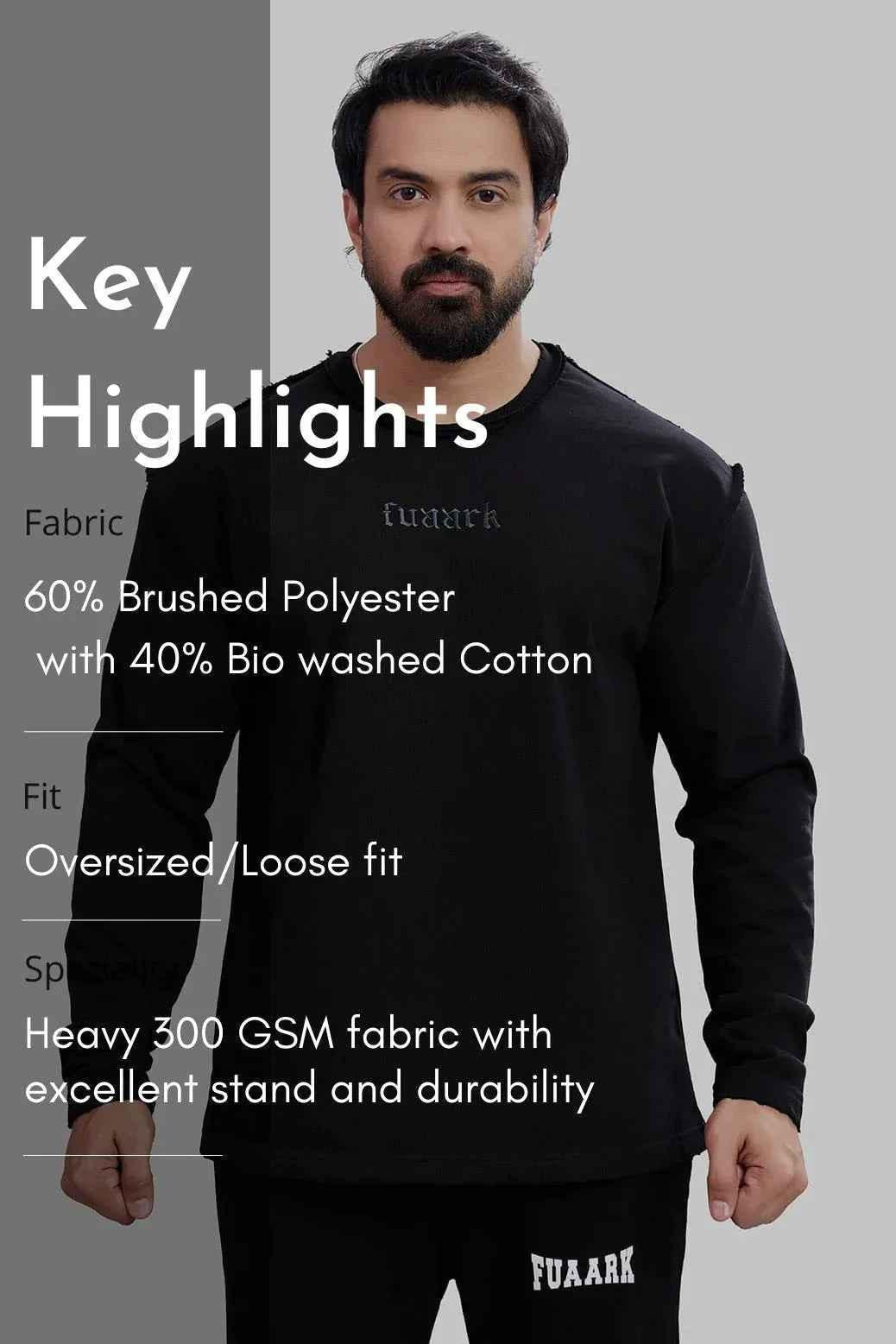 Shell Raw Sweatshirt Black