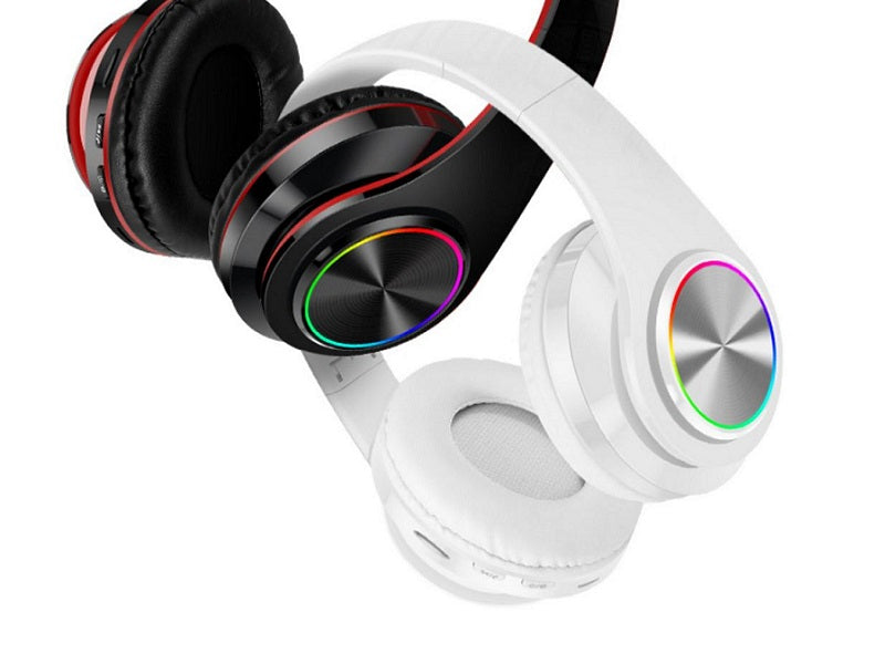 WHITE- Wireless bluetooth Headset Headphones Foldable Stereo Earphones LED Super dealonline.co.nz