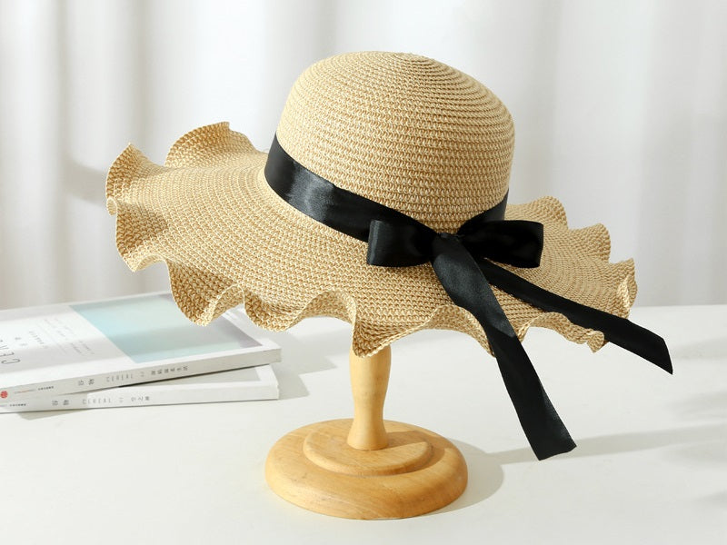 Light Brown - Women Lady Sun Straw Hat Wide Brim Floppy Derby Summer Beach Cap dealonline.co.nz
