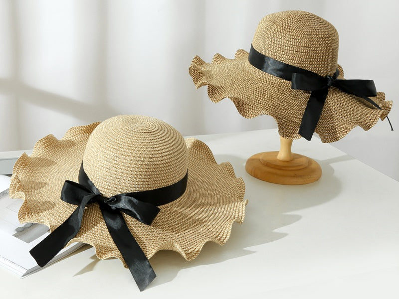 Dark Brown - Women Lady Sun Straw Hat Wide Brim Floppy Derby Summer Beach Cap dealonline.co.nz