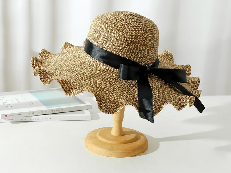 Dark Brown - Women Lady Sun Straw Hat Wide Brim Floppy Derby Summer Beach Cap dealonline.co.nz