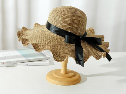 Light Brown - Women Lady Sun Straw Hat Wide Brim Floppy Derby Summer Beach Cap dealonline.co.nz
