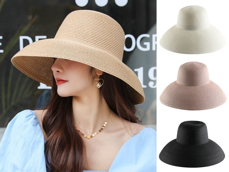 Sun Straw Hat Wide Brim Floppy Derby Summer Beach Cap - BROWN dealonline.co.nz