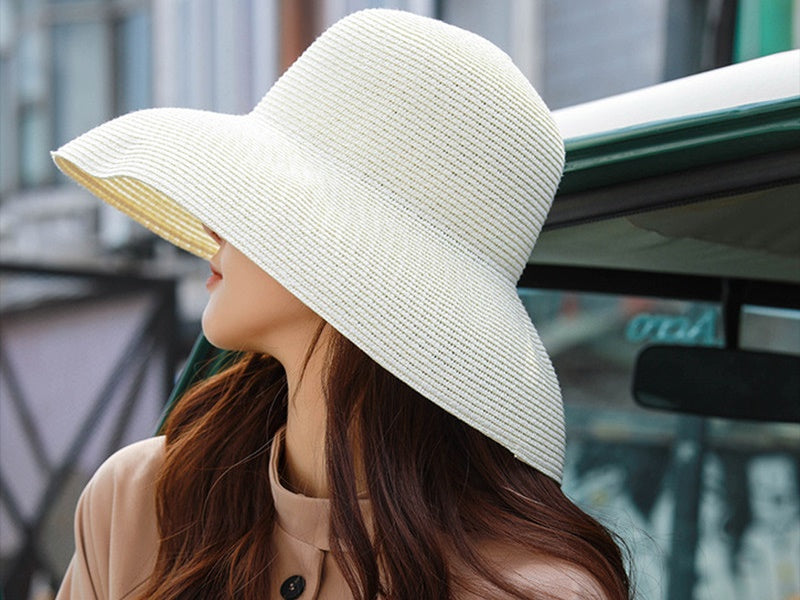 Sun Straw Hat Wide Brim Floppy Derby Summer Beach Cap WHITE dealonline.co.nz