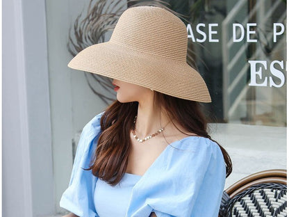 Sun Straw Hat Wide Brim Floppy Derby Summer Beach Cap - BROWN dealonline.co.nz