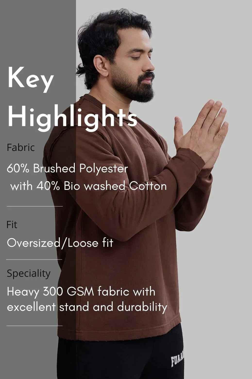 Shell Raw Sweatshirt Brown