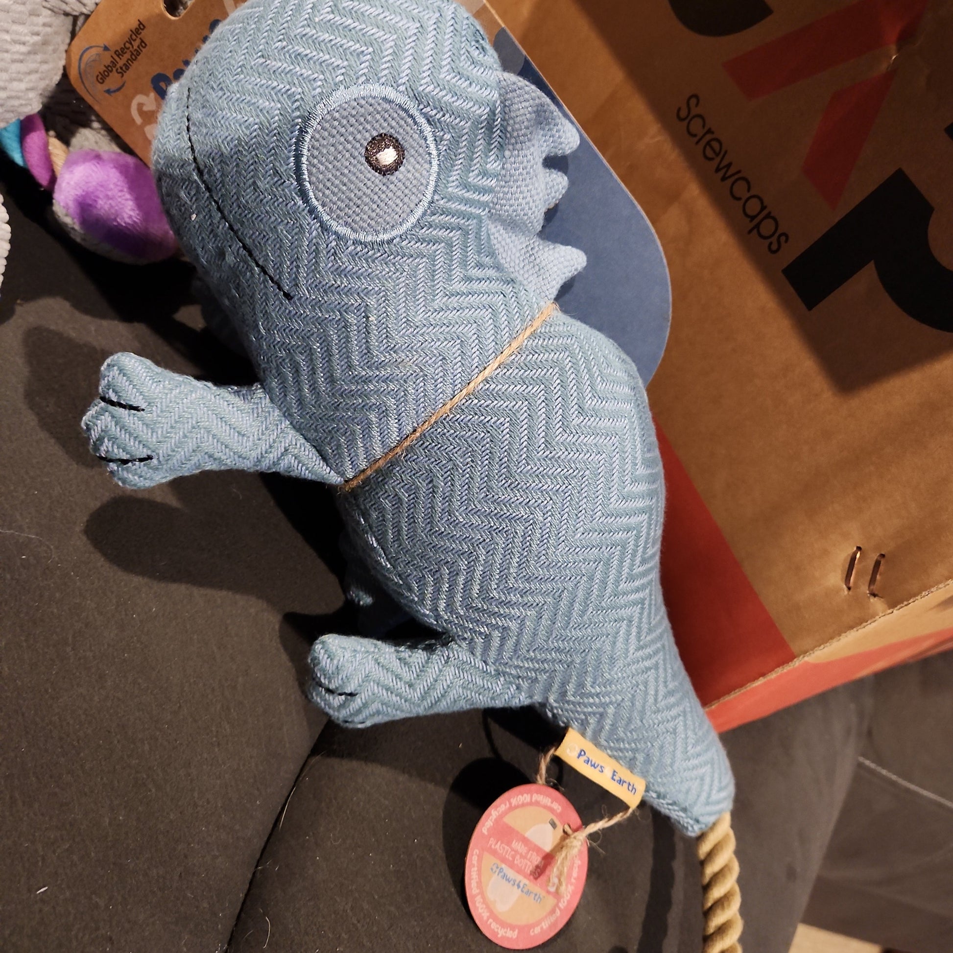 Paws 4 Earth Dog Toy, Gecko with Rope Tail Animal Addiction Limited
