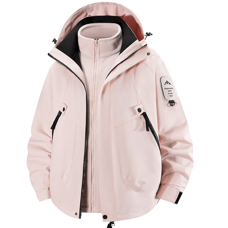 Unisex 3-in-1 Detachable Outdoor Jacket Waterproof Windproof Mountain Coat
