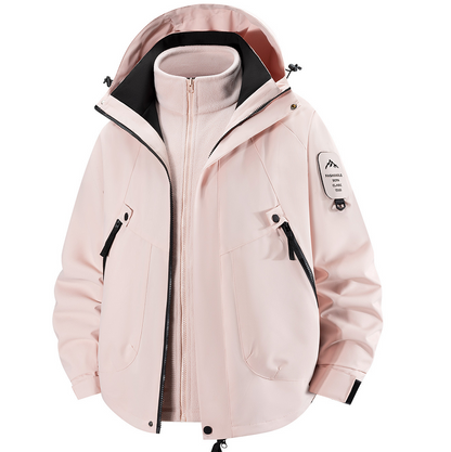 Unisex 3-in-1 Detachable Outdoor Jacket Waterproof Windproof Mountain Coat