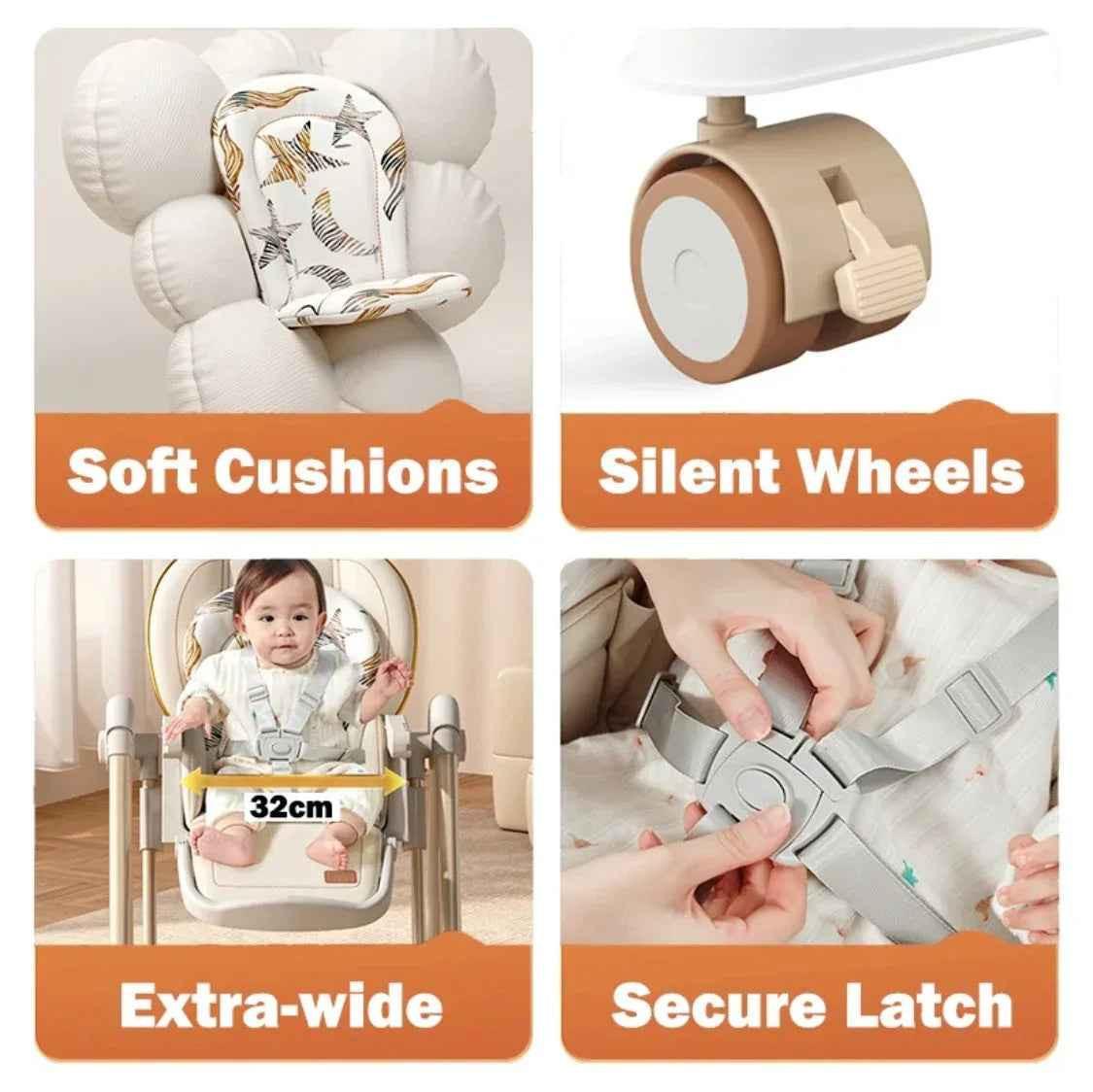 Preorder - Jupiter Beige 2-in-1 High Chair & Swing