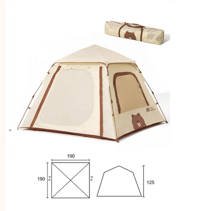 Mobi Garden x LINE FRIENDS Auto Tent 3–4 Person – Brown Bear MGD2435