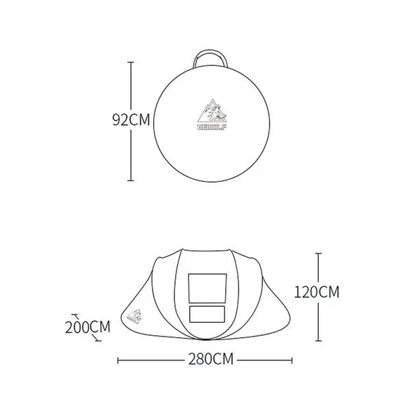 Boat-Shaped Pop-Up Camping Tent Large 280(L) x 200 (W) x 120(H)cm ECOTREK