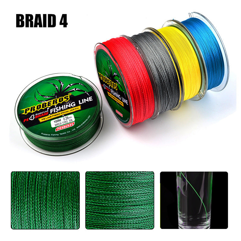 Braided Fishing Line 4 Strands Stronger Multifilament PE Braid Wire 1#15LB 100m dealonline.co.nz