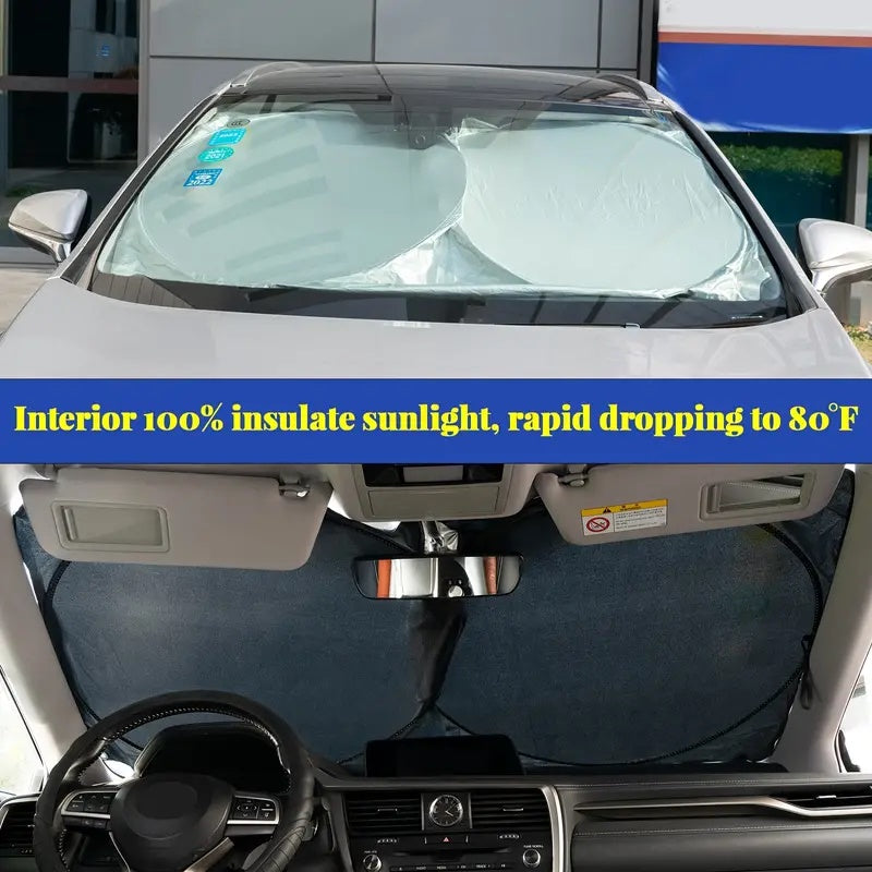 Large Silver Car Sunshade Foldable Double-Circle dealonline.co.nz