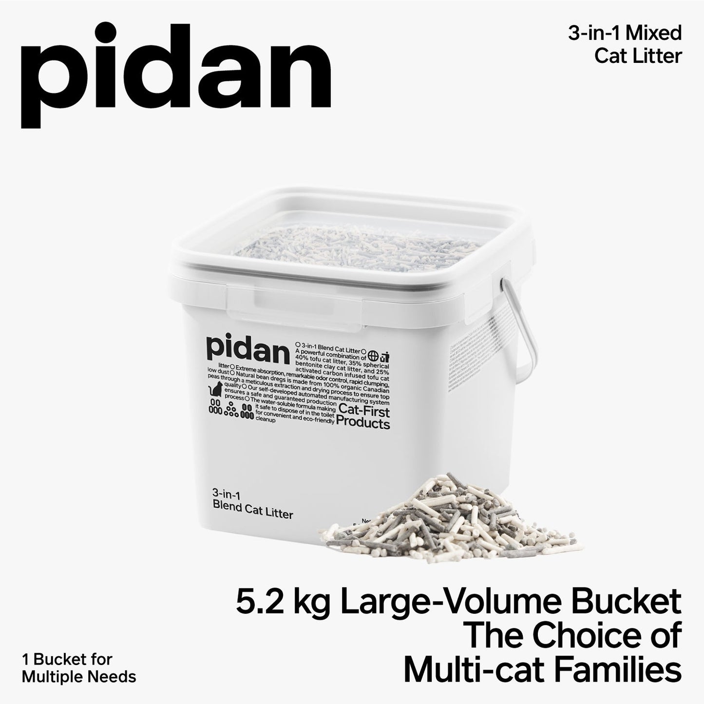 PIDAN 3-in-1 Blend Cat Litter (Tofu, Spherical Bentonite Clay,  Activated Carbon Infused Tofu) Pidan New Zealand