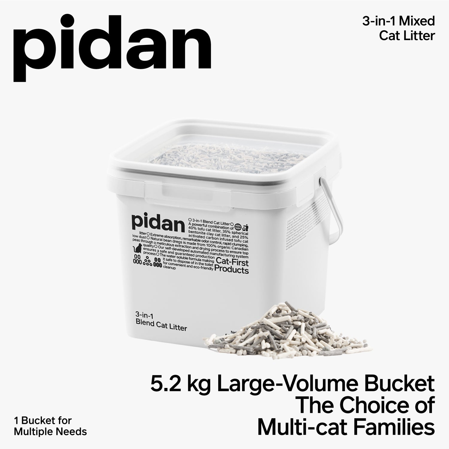 PIDAN 3-in-1 Blend Cat Litter (Tofu, Spherical Bentonite Clay,  Activated Carbon Infused Tofu) Pidan New Zealand