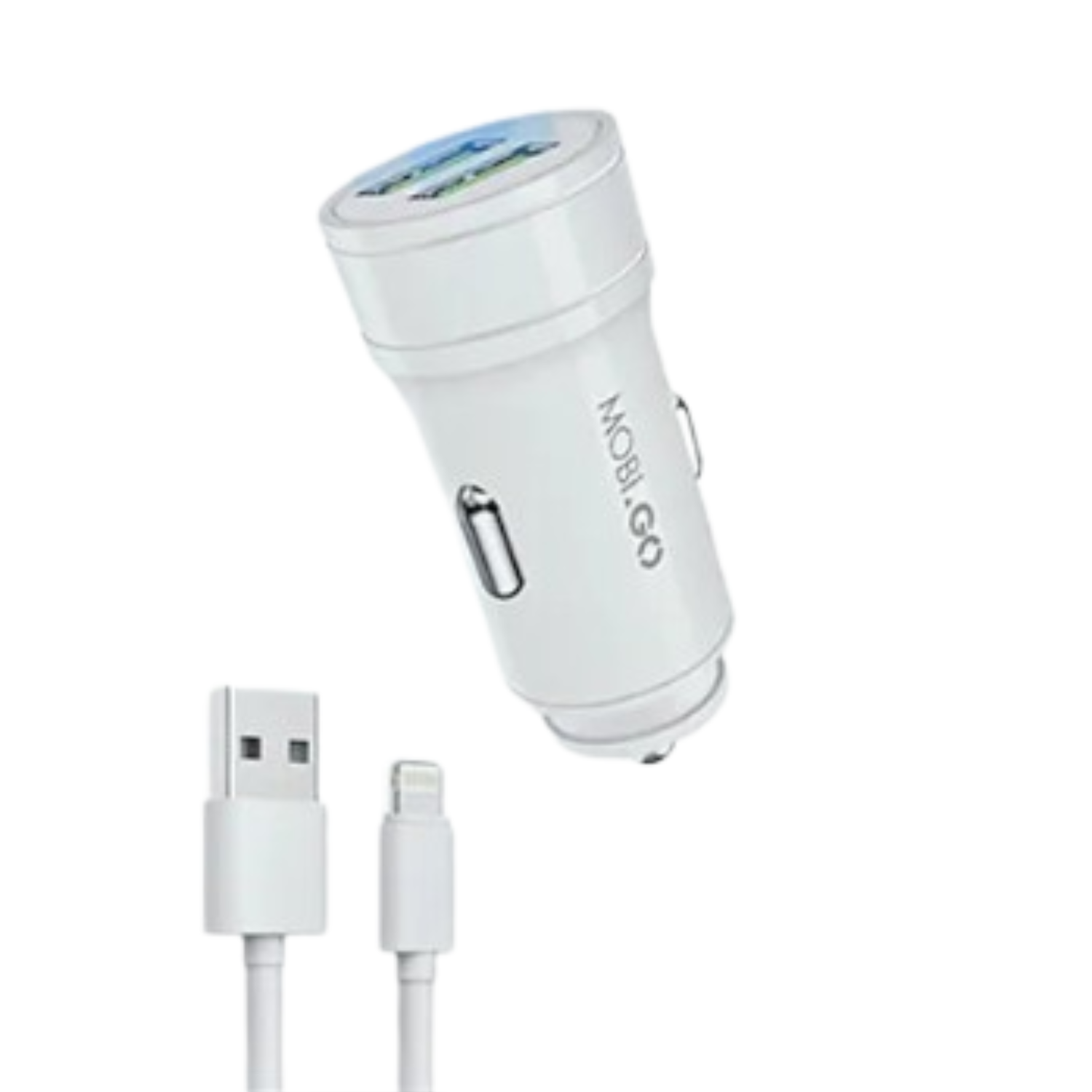 Mobigo Dual USB Car Charger With Lightning Cable GO221L 9eight5