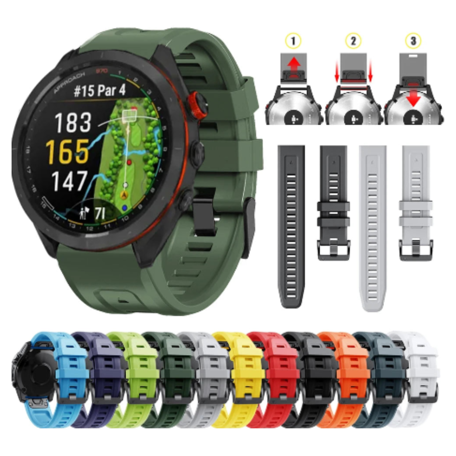 QuickFit Silicone Strap for th Garmin Instinct 2 (available in 12 colours) Habicare