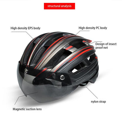 HT-22 Adult Bike Helmet – Lightweight Cycling Helmet with Magnetic Goggles & LED Tail Light HT43204 - ShopHub