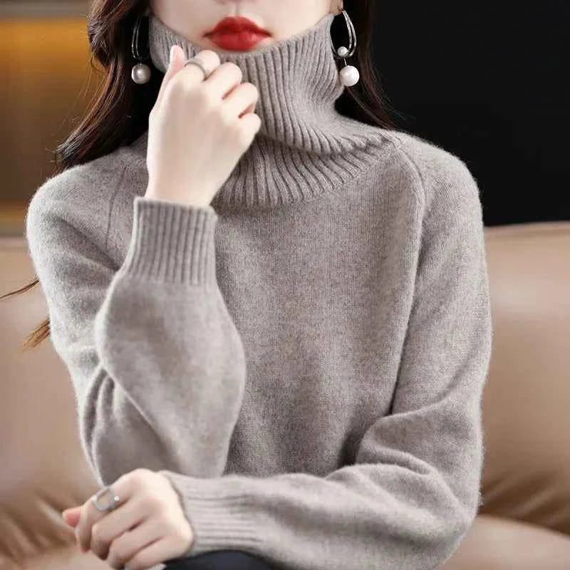Women's 100% Merino Wool High Neck Sweater Top