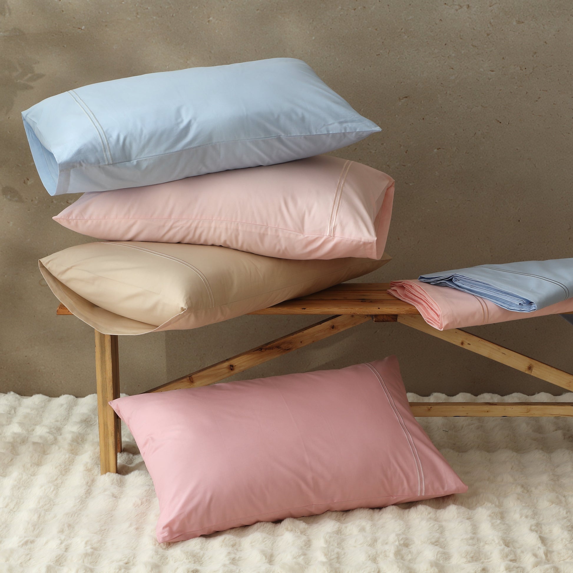 ORGANIC COTTON COLOURED SHEET SET 250TC - DUSTY PINK Whites of London NZ