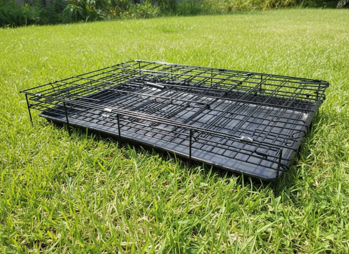 Pet Cage - 60cm Wide Collapsible Metal Pet Cage Black dealonline.co.nz