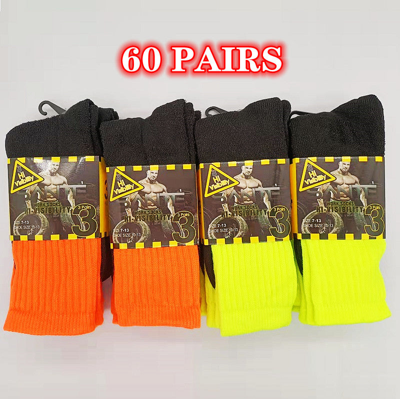 (60 Pairs) High Visible Safety Work Socks Cushioned Socks dealonline.co.nz