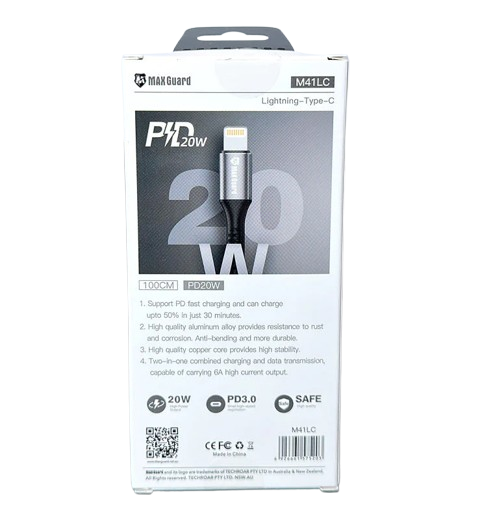 Maxguard 1m 20W Type-C to Lightning cable M41LC