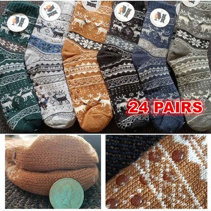 24 Pairs Mens Slipper Fuzzy Socks Winter Super Warm Soft Socks with Grippers dealonline.co.nz