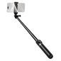 Techplus Bluetooth selfie stick tripod, 95cm with remote, shown in use holding a smartphone for selfies and group photos.