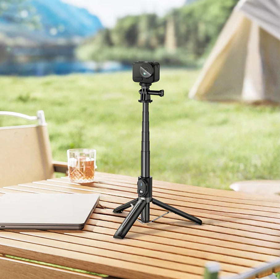 Techplus Bluetooth selfie stick tripod, 95cm with remote, adjustable extendable handle for photos and videos.