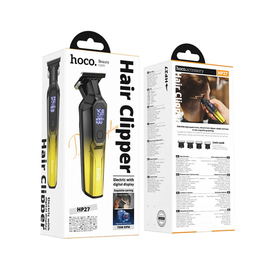 Electric Hair Clipper LED Display Cordless Trimmer (HP27) techplus