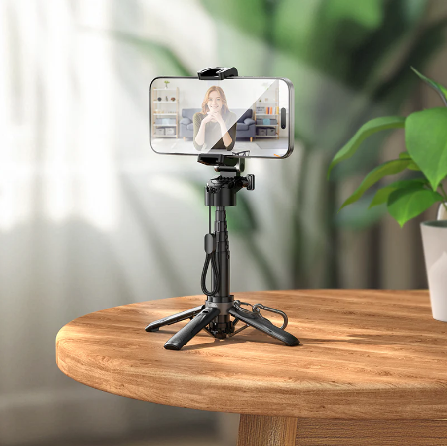 Techplus Hoco Mini Bluetooth Selfie Stick Tripod with remote, compact design for easy photos and videos.