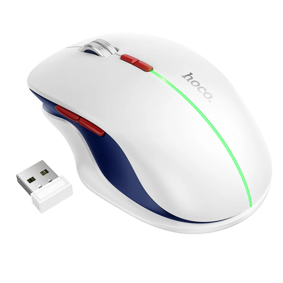 Wireless Mouse Dual Mode Bluetooth LED Rechargeable (GM40) White techplus