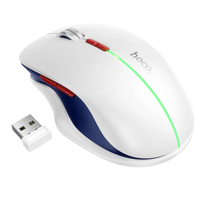 Wireless Mouse Dual Mode Bluetooth LED Rechargeable (GM40) White techplus