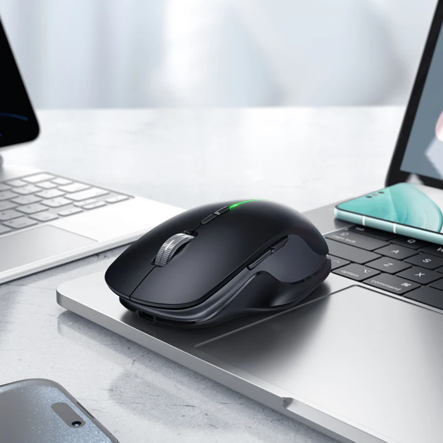 Wireless Mouse Dual Mode Bluetooth LED Rechargeable (GM40) Black techplus