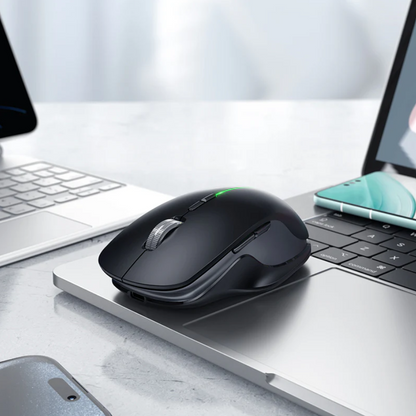 Wireless Mouse Dual Mode Bluetooth LED Rechargeable (GM40) Black techplus