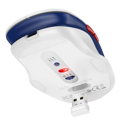 Wireless Mouse Dual Mode Bluetooth LED Rechargeable (GM40) White techplus
