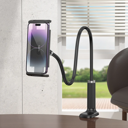 Flexible Hoco Universal Lazy Stand phone and tablet holder by TechPlus, shown supporting a device in a relaxed, adjustable position.