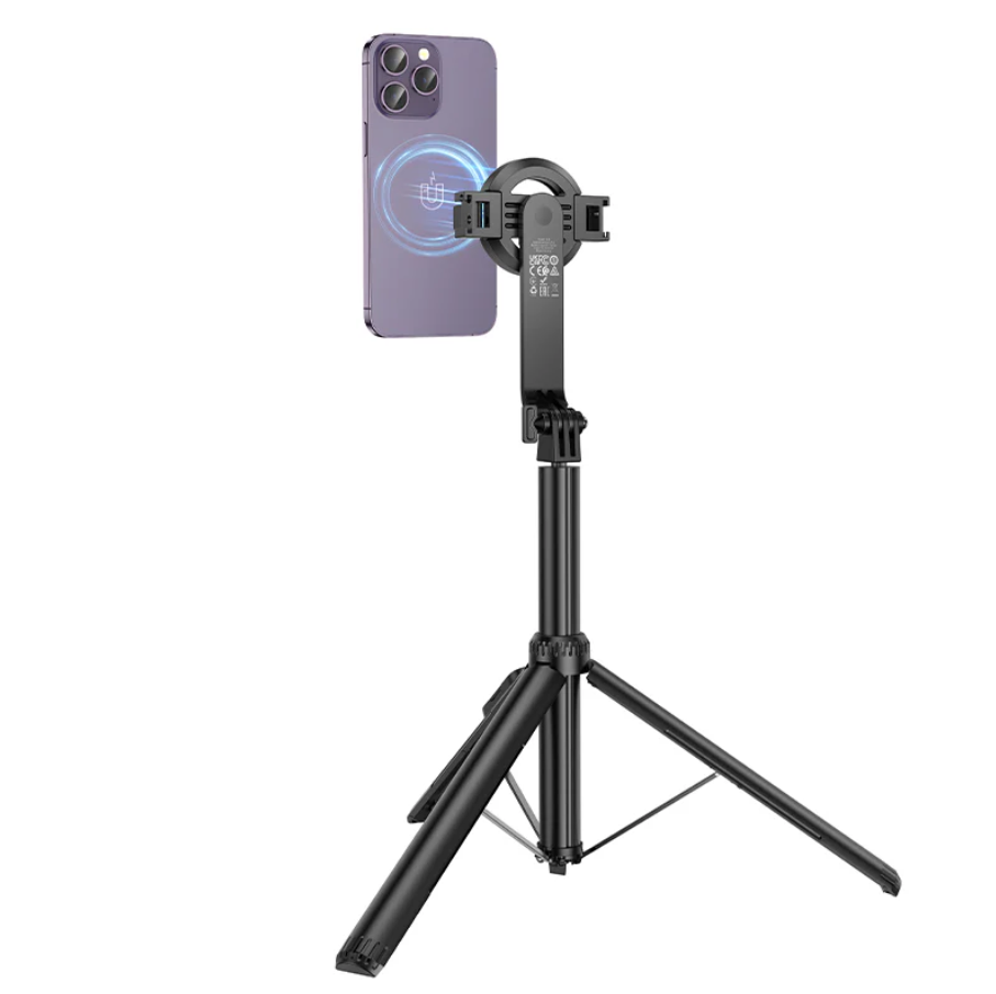 Techplus Hoco Bluetooth selfie stick with 1.5m tripod and magnetic phone holder, adjustable for smartphones and stable photos