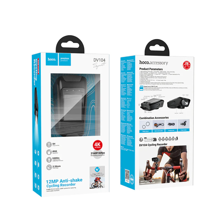Hoco 4K Bike Dash Cam 2160P 60FPS Waterproof Camera (DV104) techplus