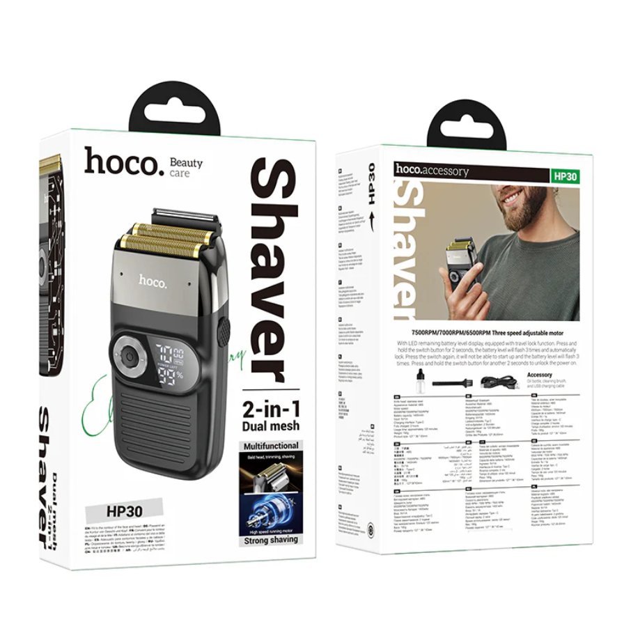 Hoco Electric Hair Shaver & Trimmer With Dual Mesh Display (HP30) techplus