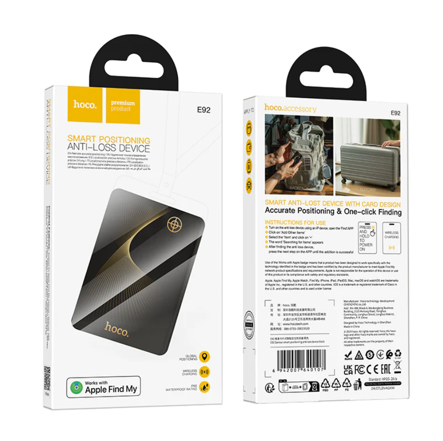 Hoco Smart Wireless Tracker Card & Wireless Charging (E92) techplus