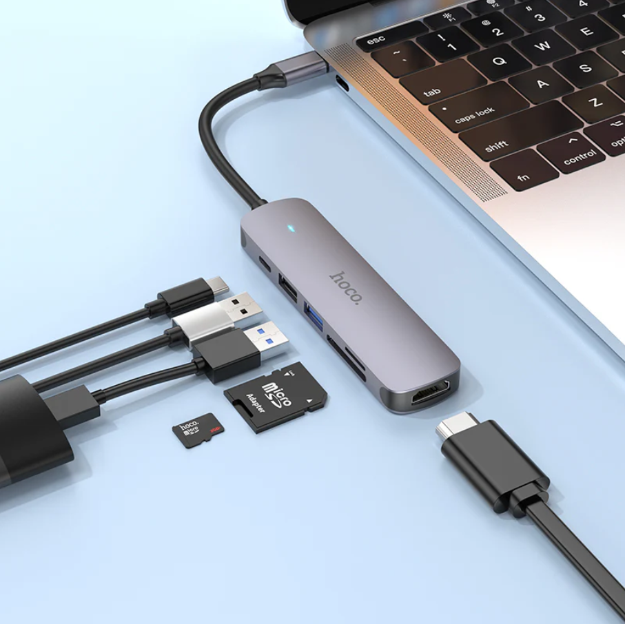 Hoco PD 100W USB-C Multi Function 6 in 1 Adapter Hub (HB28) techplus