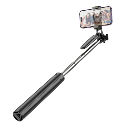 TechPlus Hoco Premium Bluetooth Selfie Stick with 1.57m tripod stand, showing the extendable selfie stick and tripod setup.