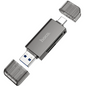 Techplus Hoco USB 3.0 Memory Card Reader with USB-A and USB-C dual plugs, compact and portable for easy data transfer.